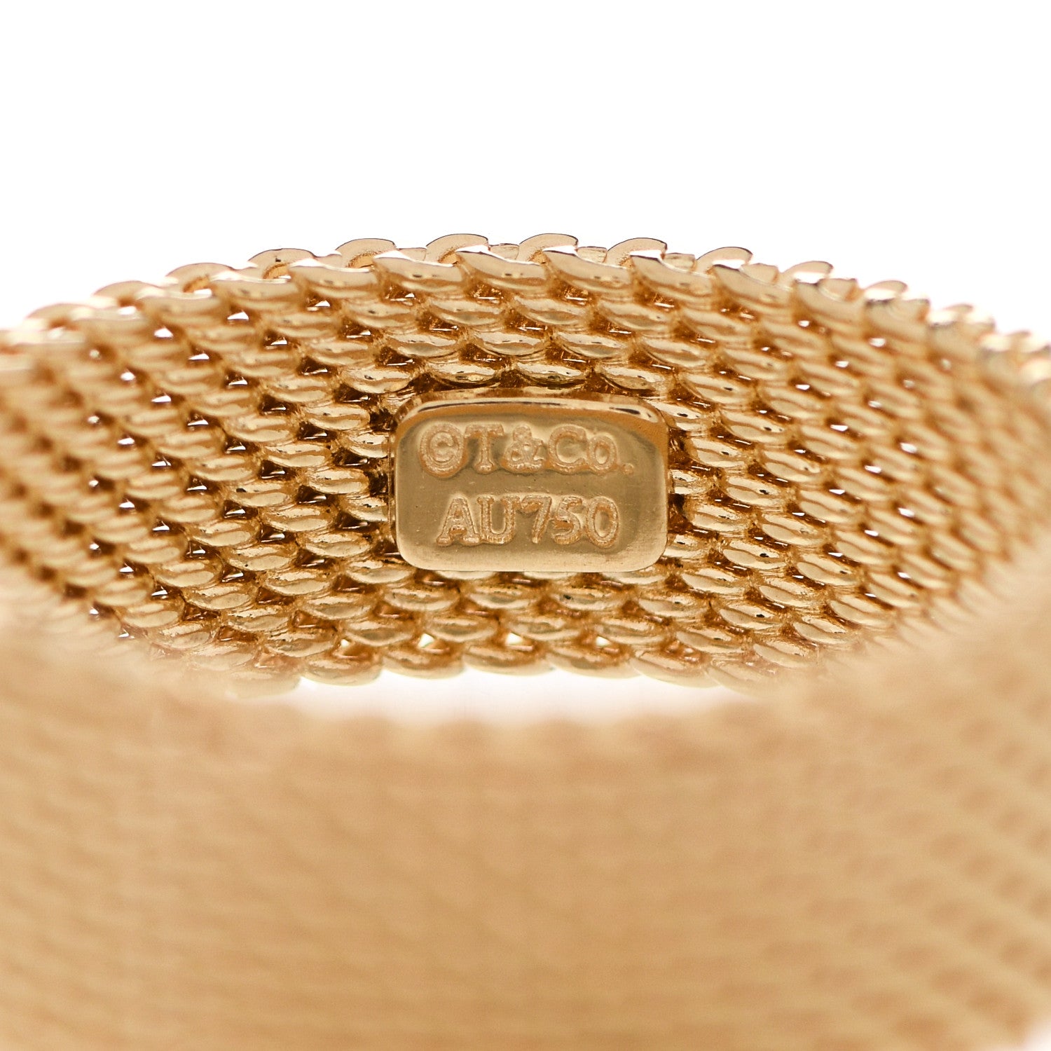 Tiffany 18K Yellow Gold Wide Somerset Mesh Ring 50 5.5 4 of 4