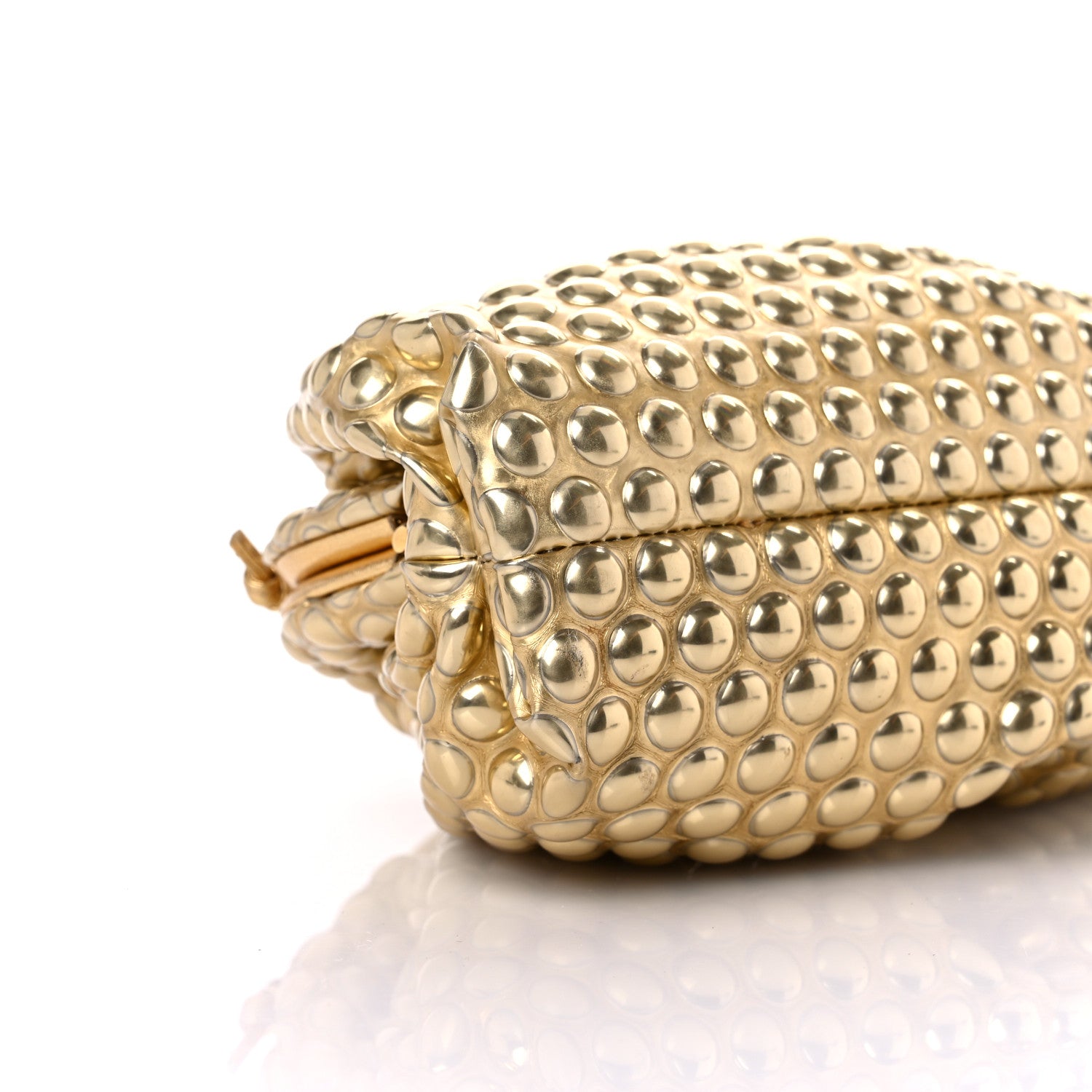 Bottega Veneta Metallic Fabric Bubble Wrap The Mini Pouch Gold 6 of 8