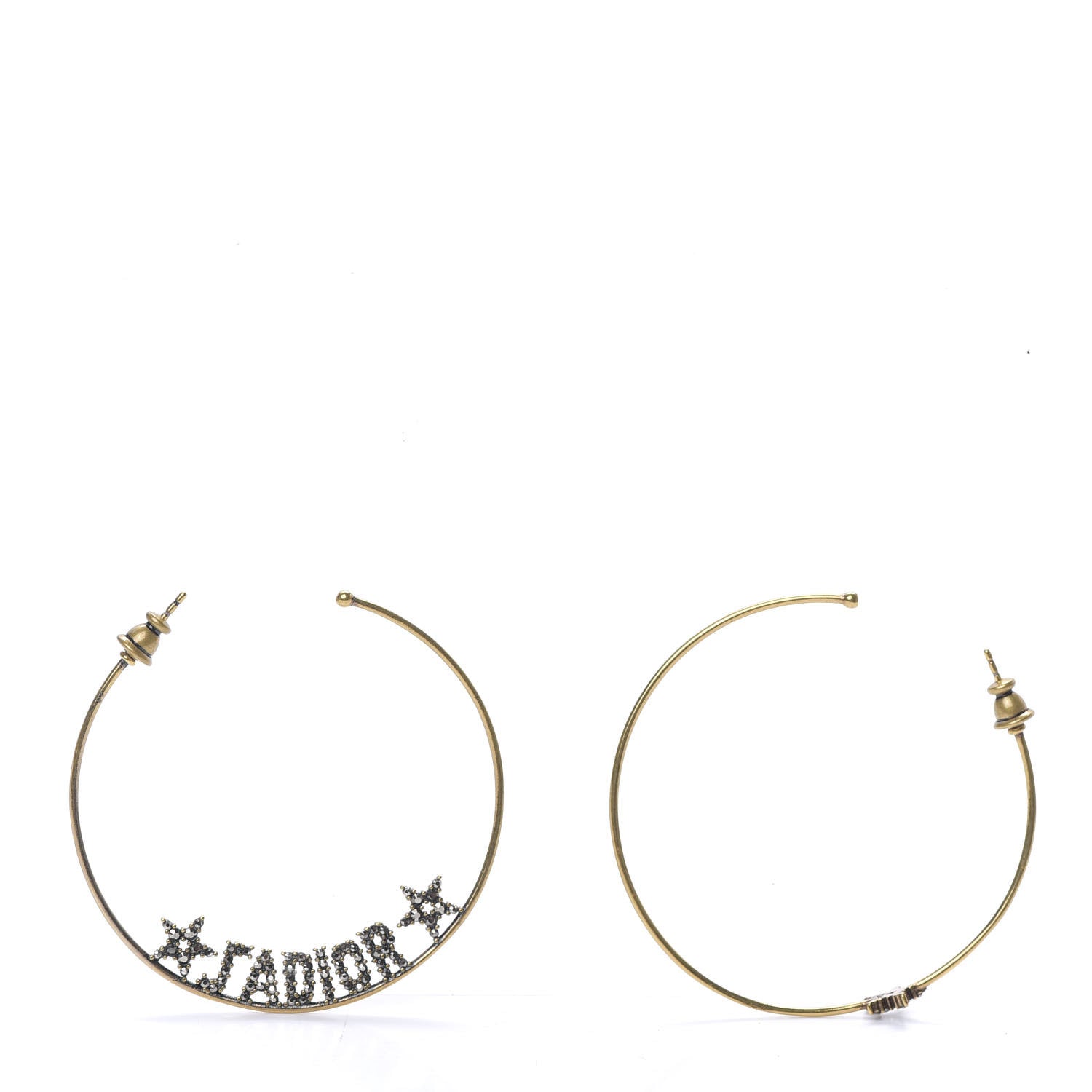 Christian Dior Metal Crystal J'Adior Hoop Earrings Aged Gold 1 of 5