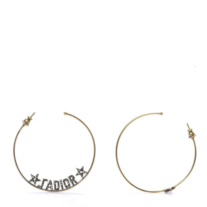 Christian Dior Metal Crystal J'Adior Hoop Earrings Aged Gold 1 of 5
