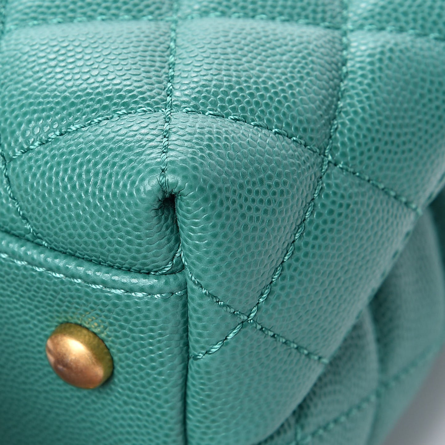 Caviar Lizard Quilted Mini Coco Handle Flap Green