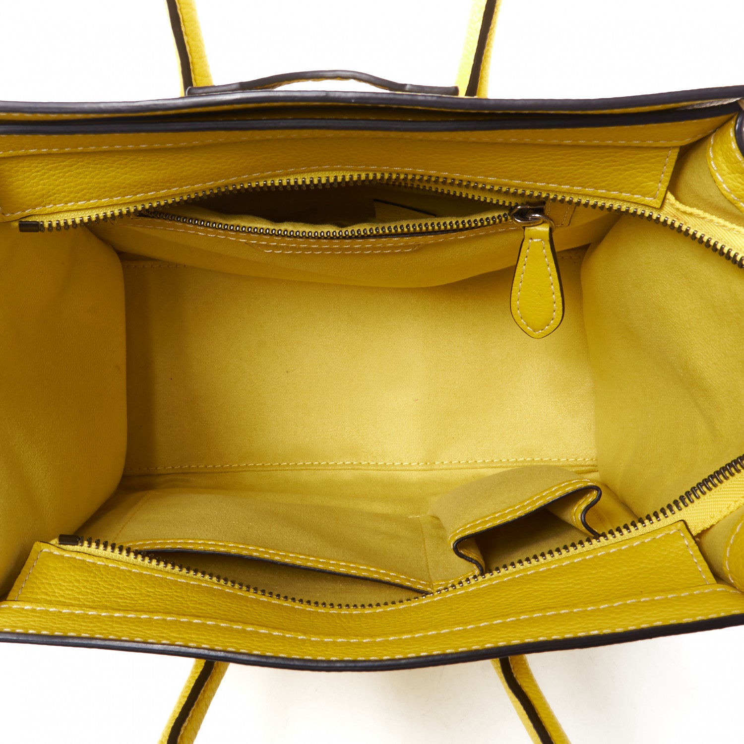 Celine Drummed Calfskin Micro Luggage Citron 7 of 10
