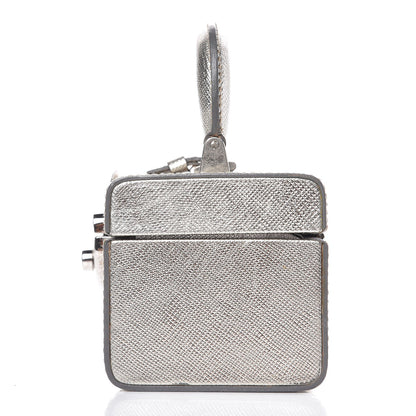 Prada Metallic Saffiano Mini Cosmetic Train Case Cromo 6 of 10