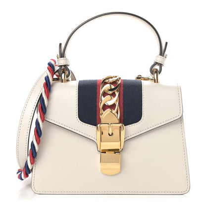 Gucci Calfskin Mini Sylvie Top Handle Bag White 1 of 4