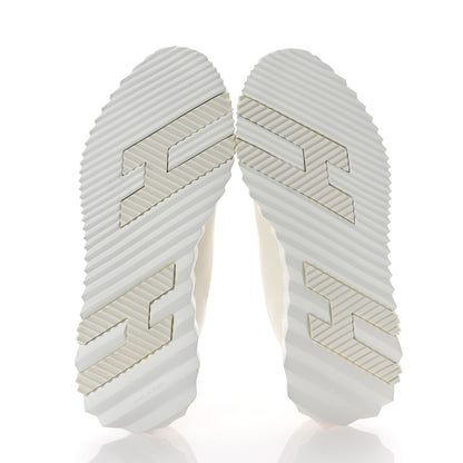 Hermes Technical Canvas Suede Goatskin Bouncing Sneakers 36 White Multicolor 6 of 10