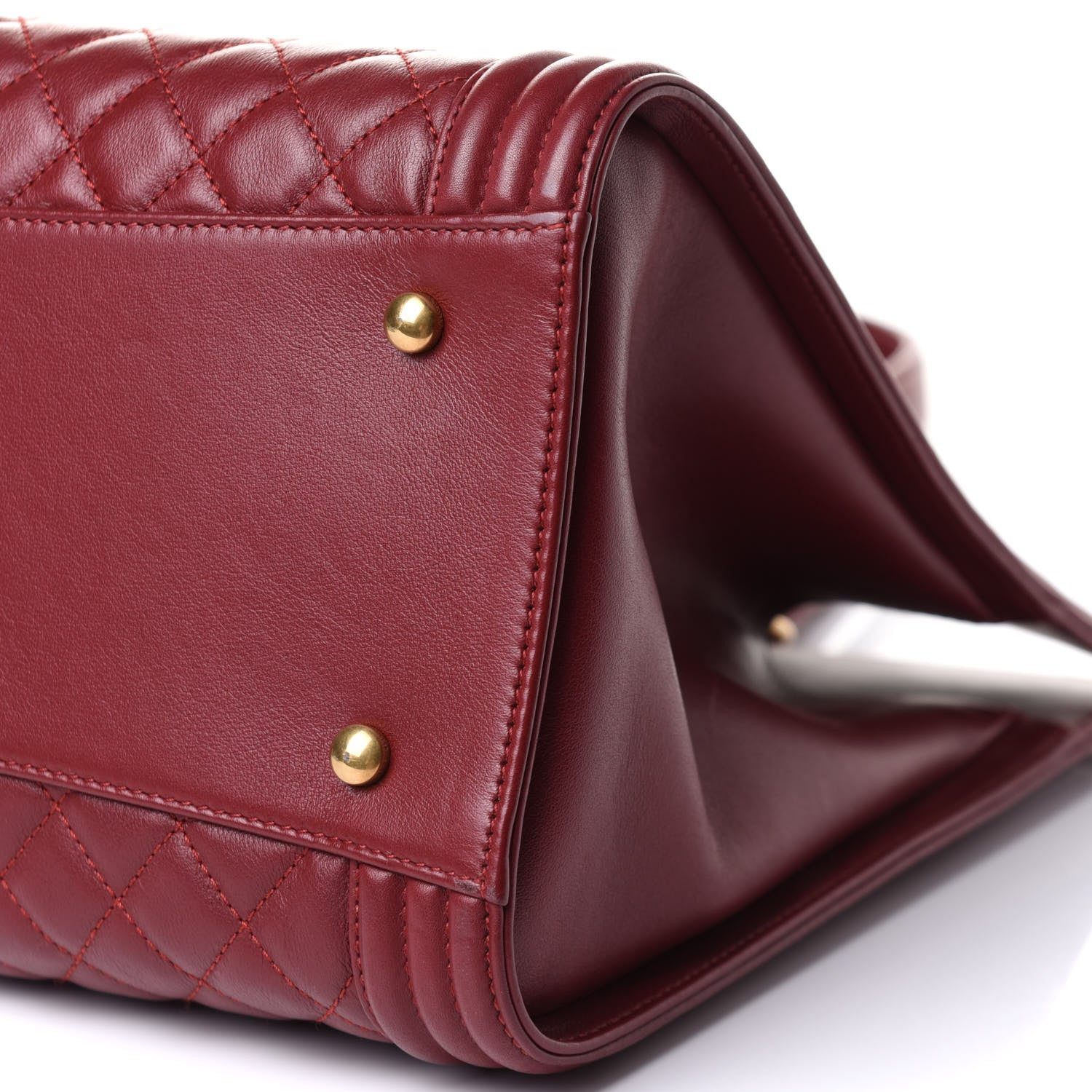 Chanel Lambskin Quilted Boy Shopping Tote Dark Red 10 of 11