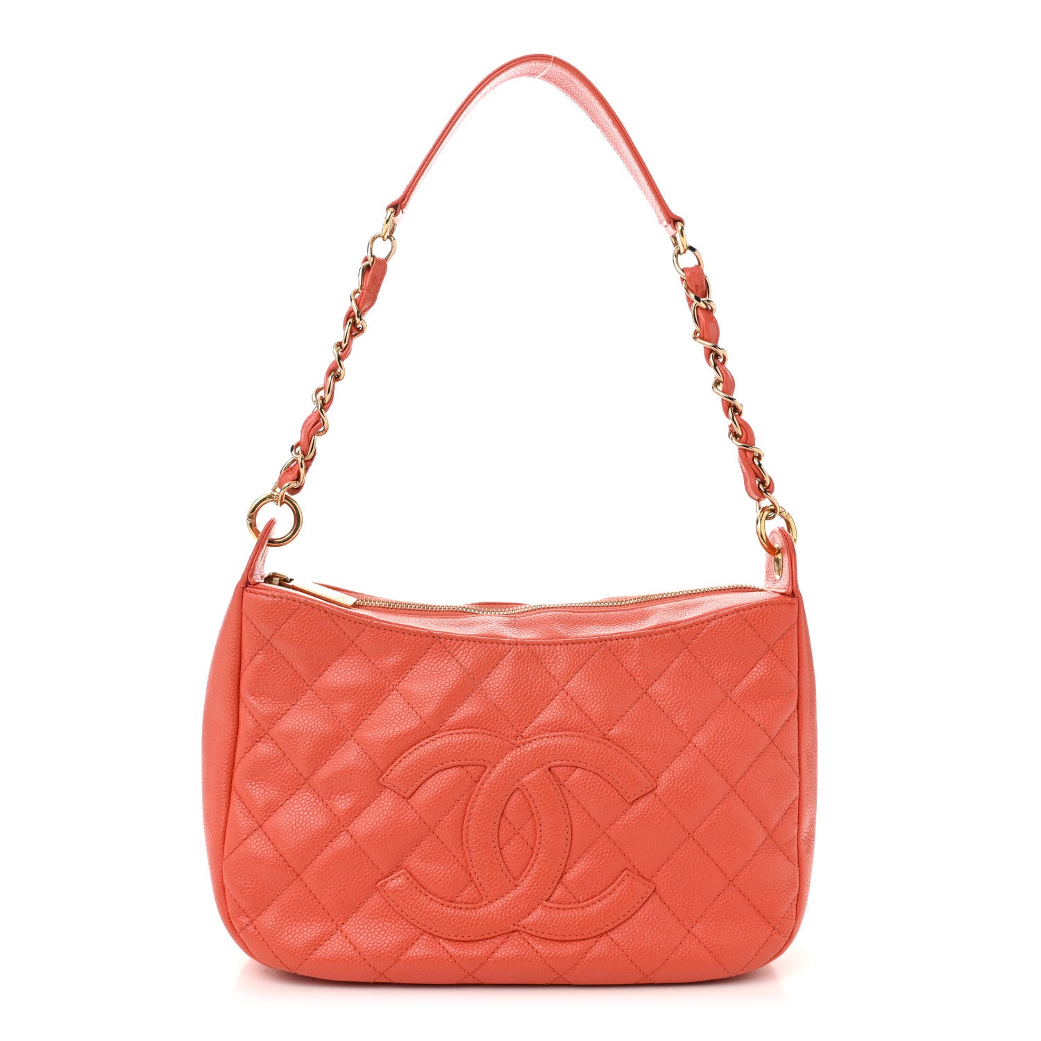 Chanel Caviar Quilted Timeless CC Shoulder Bag Coral 1 of 11
