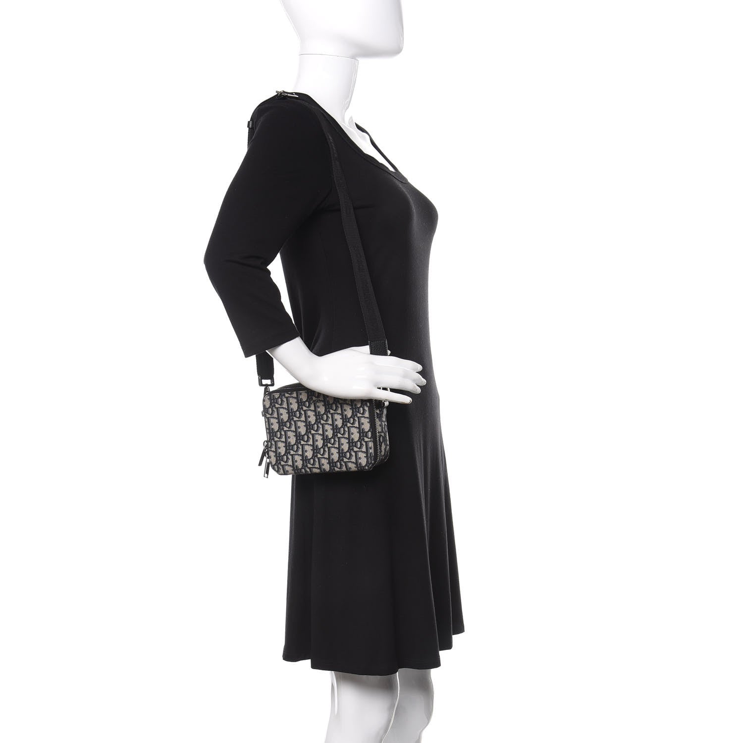 Christian Dior Oblique Pouch Beige Black 2 of 10