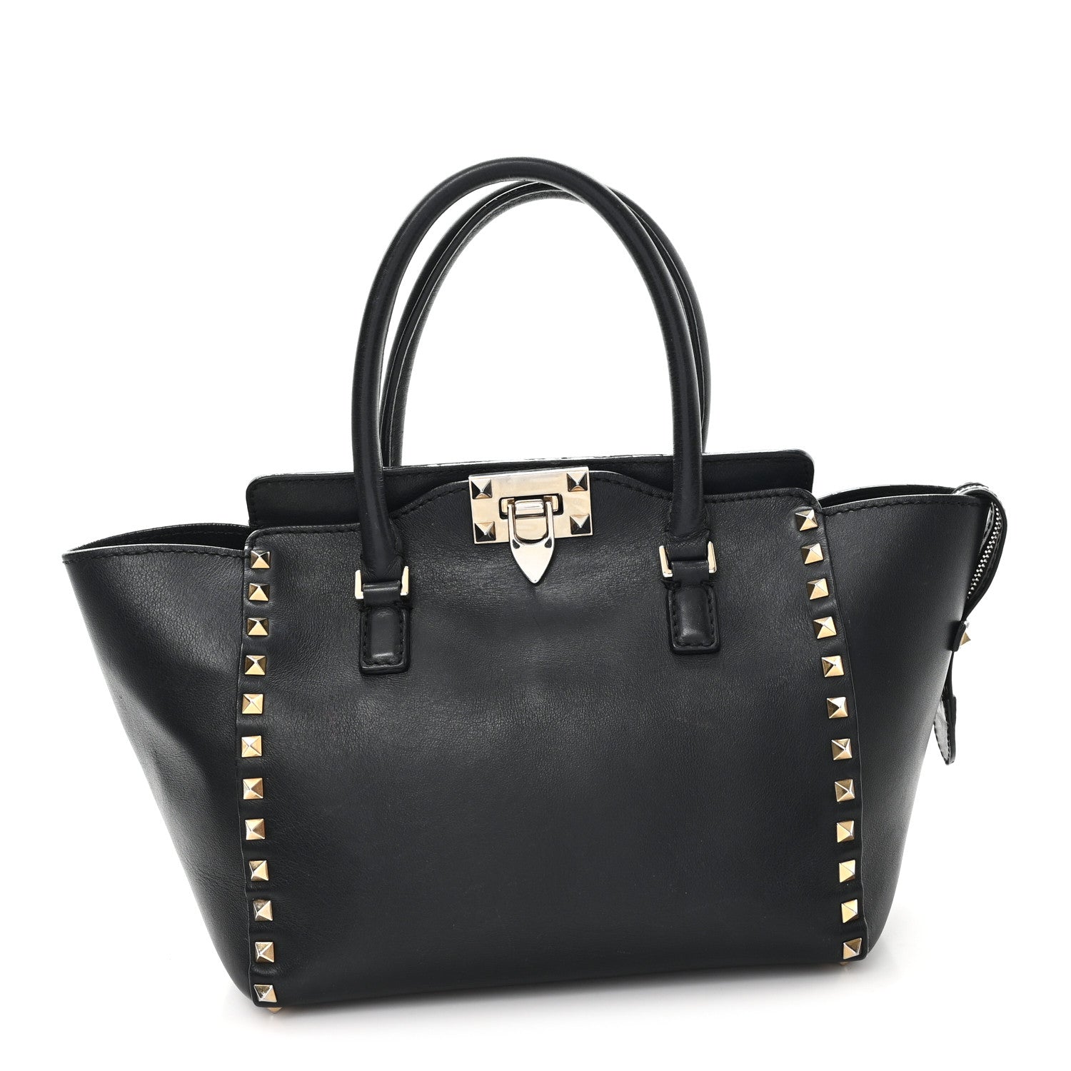 Valentino Garavani Vitello Small Rockstud Double Handle Tote Black 1 of 11