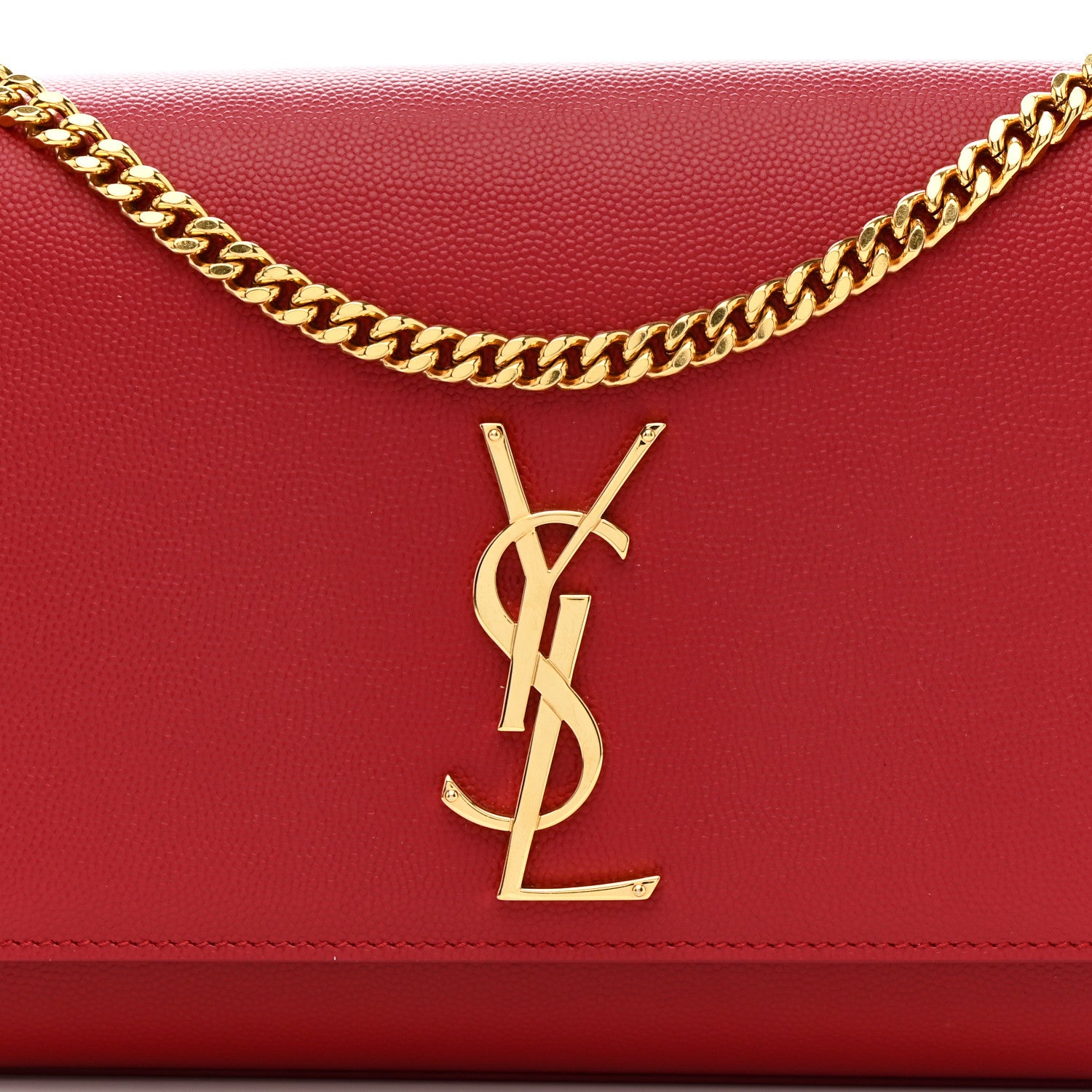 Saint Laurent Grain De Poudre Medium Monogram Kate Satchel Red 8 of 10