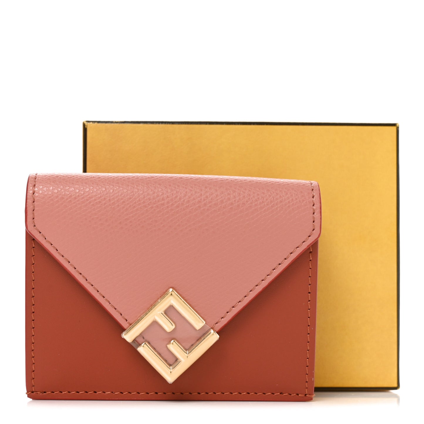Vitello King Cruise FF Diamonds Mini Tri-Fold Envelope Wallet Sienna Macaron