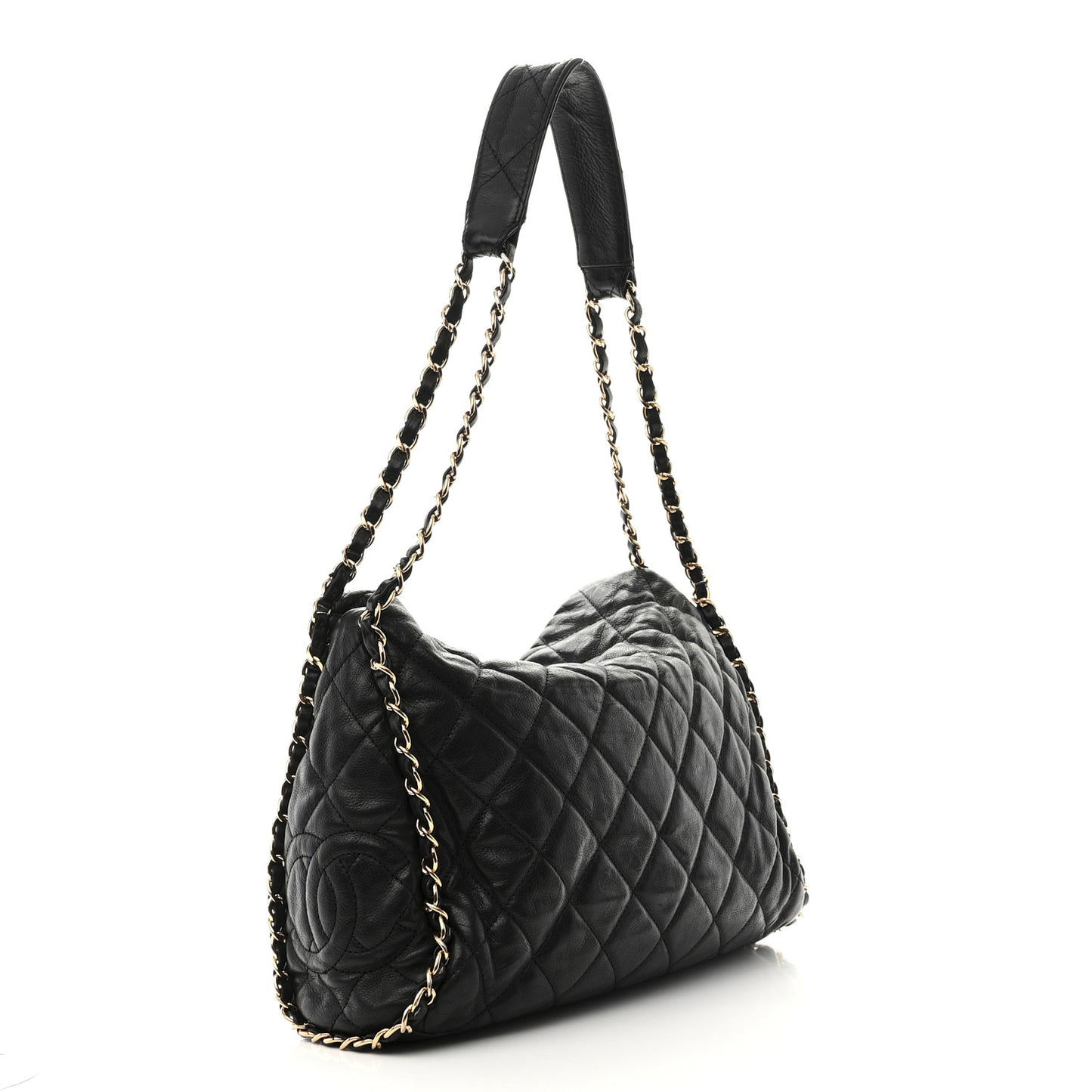 Calfskin Quilted Medium Chain Me Hobo Black