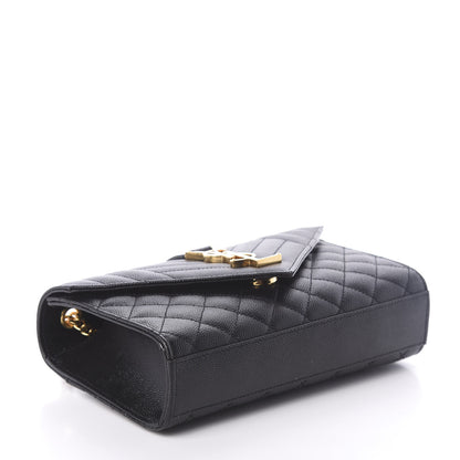 Saint Laurent Grain De Poudre Textured Mixed Matelasse Triquilt Small Monogram Satchel Black 4 of 9