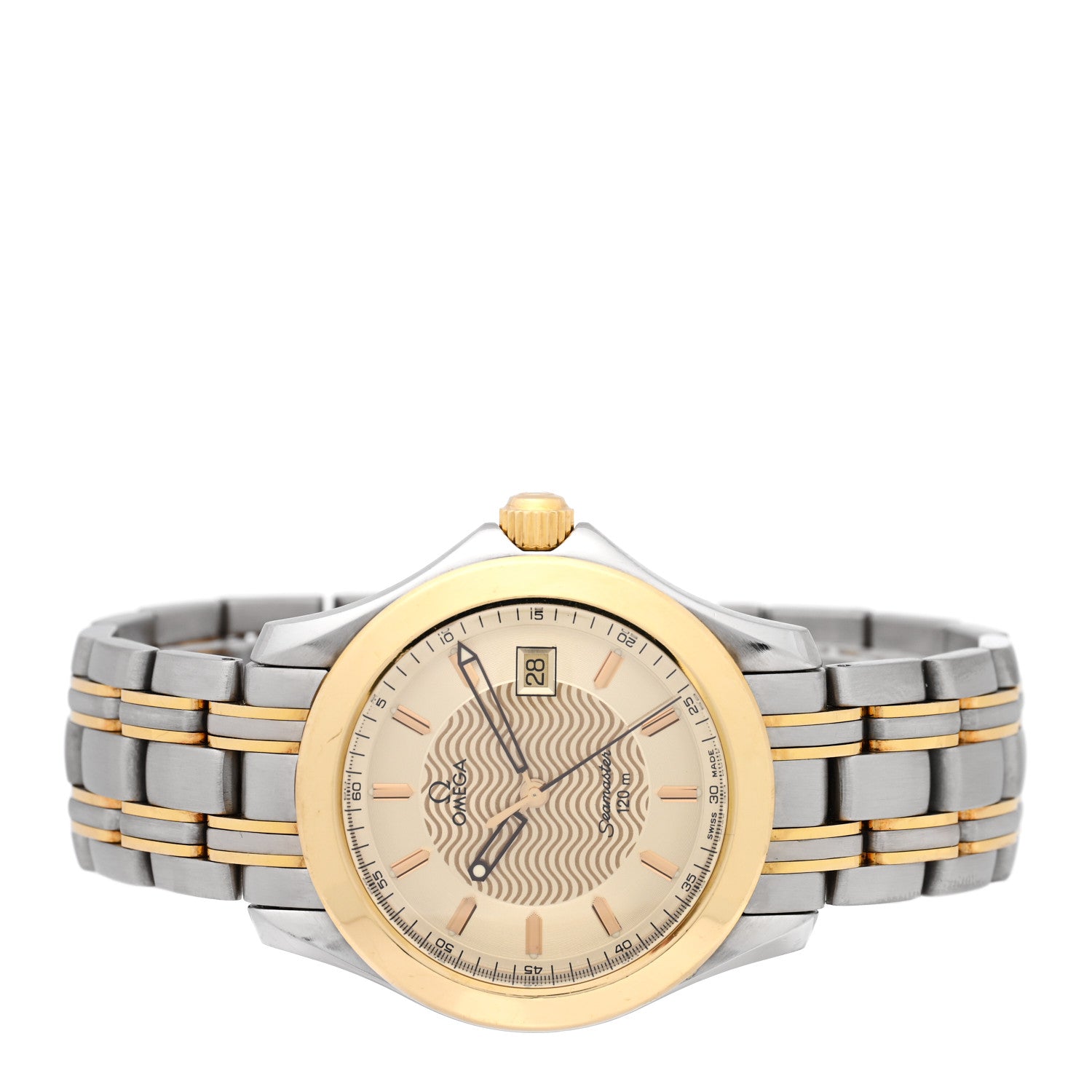 Omega Stainless Steel 18K Yellow Gold 36mm Seamaster 120M Quartz Watch Silver 396.1501 2 of 4