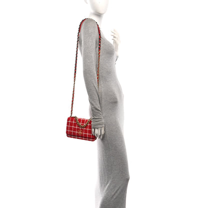 Chanel Tweed Quilted Chanel 19 Wallet On Chain WOC Red White 2 of 11