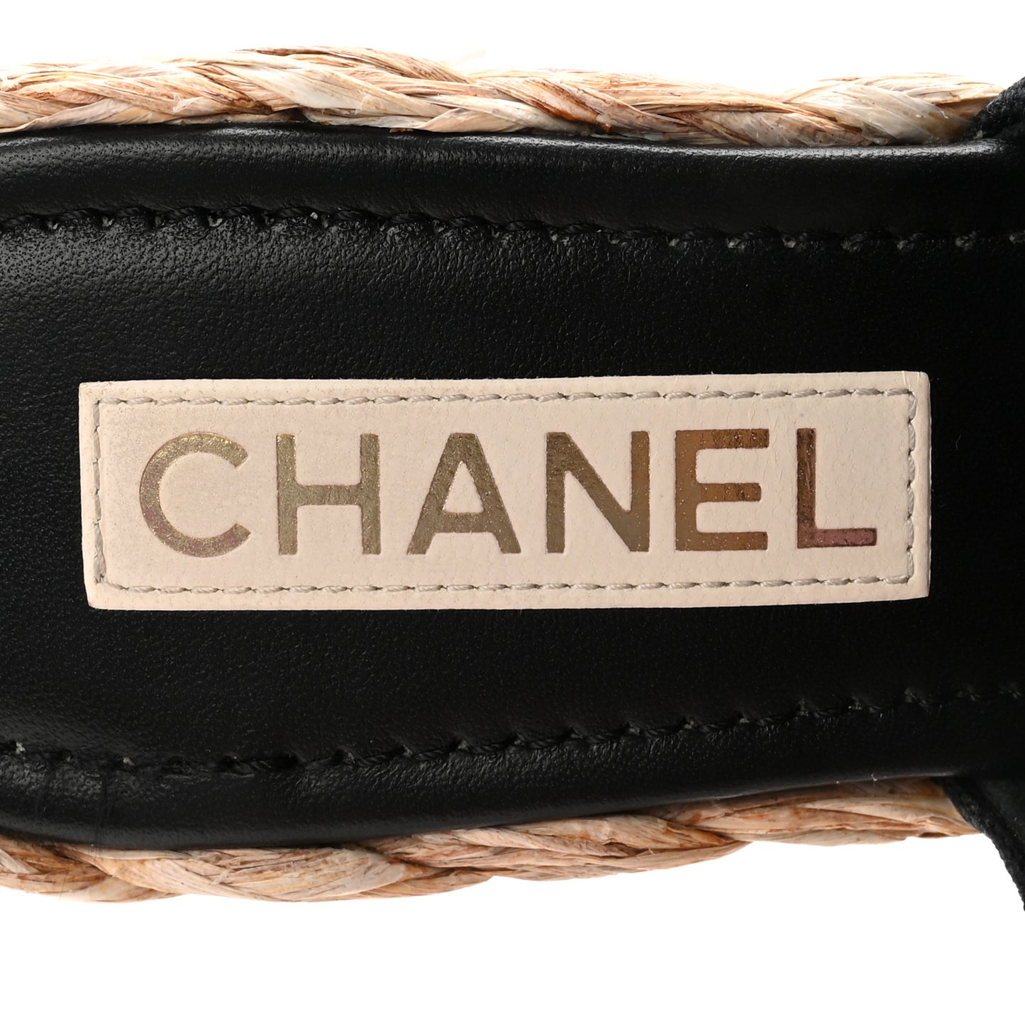 Canvas Raffia Wedge Sandals 39 Black
