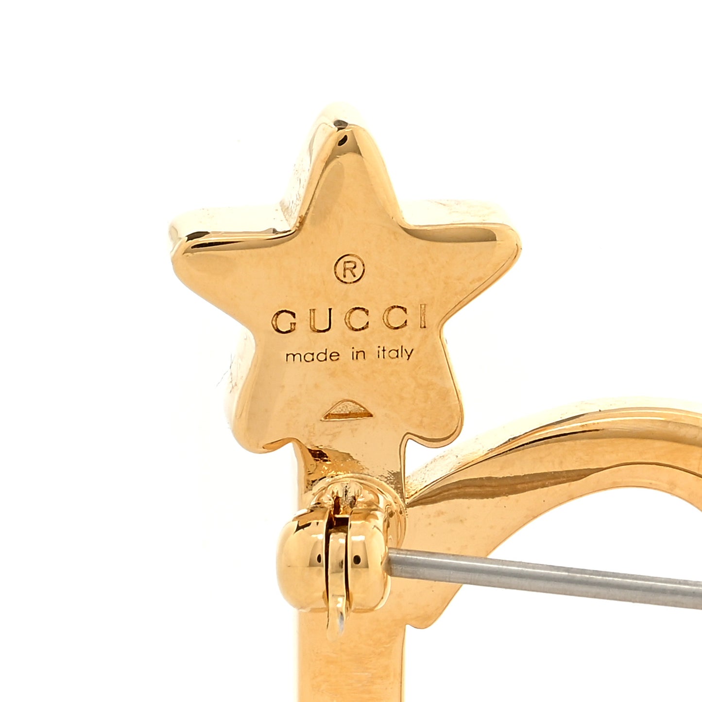 Metal Crystal Gucci Star Brooch Gold