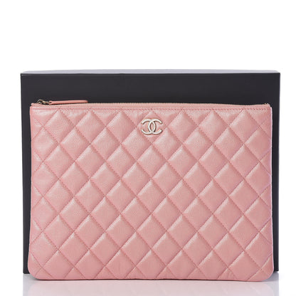 Chanel Iridescent Caviar Quilted Medium Cosmetic Case Rose Pink 9 of 9