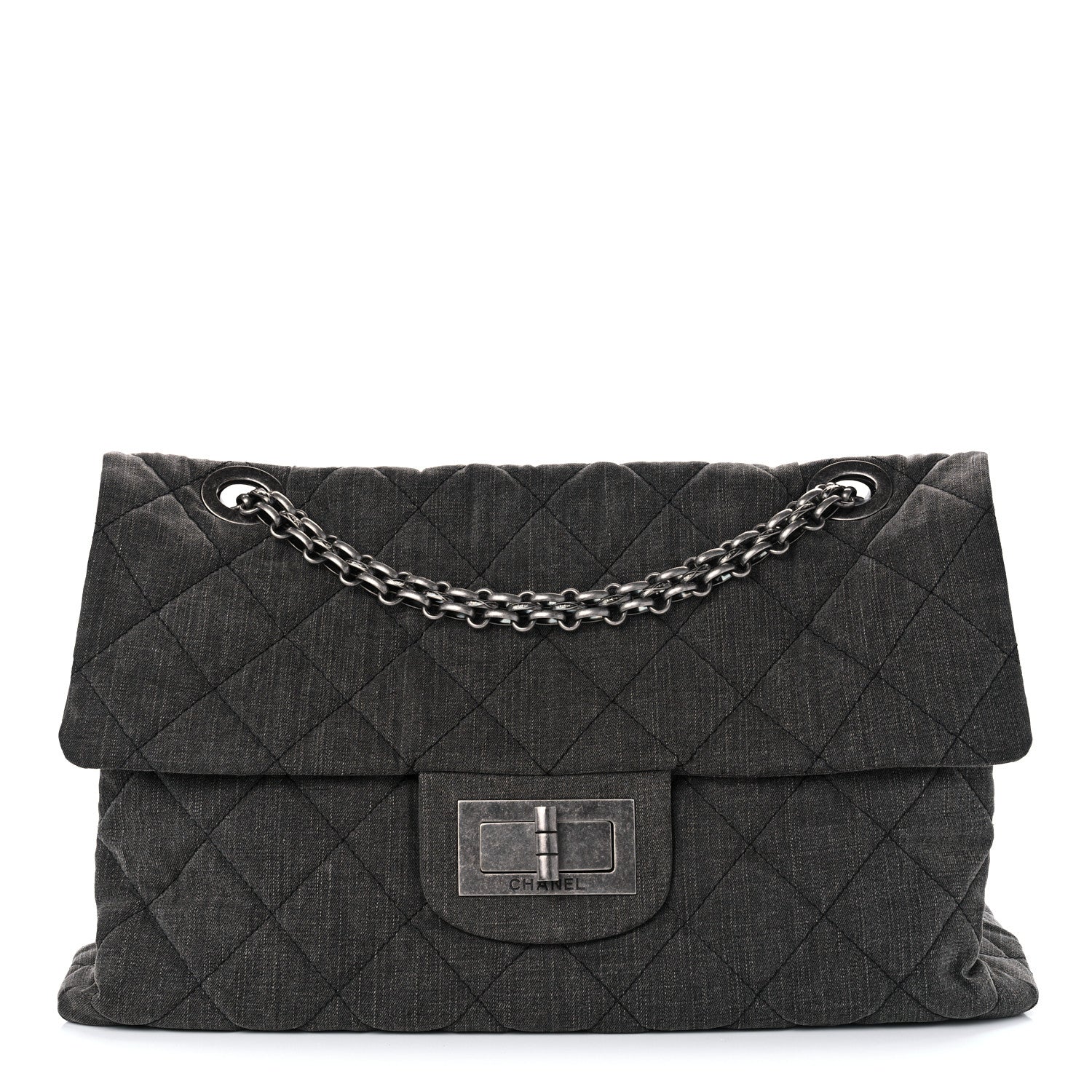 Chanel Denim Quilted XXL Reissue Flap Grey 1 of 10