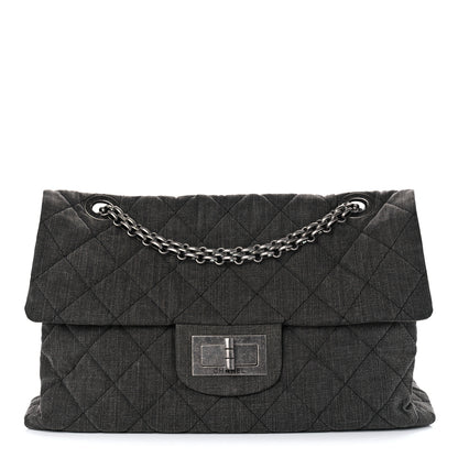 Chanel Denim Quilted XXL Reissue Flap Grey 1 of 10