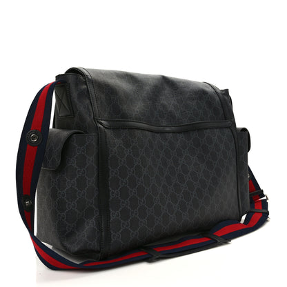 Gucci GG Supreme Monogram Web Messenger Diaper Bag Black Grey 4 of 11