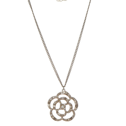 Chanel Crystal Pearl Camellia Necklace Gold 1 of 6