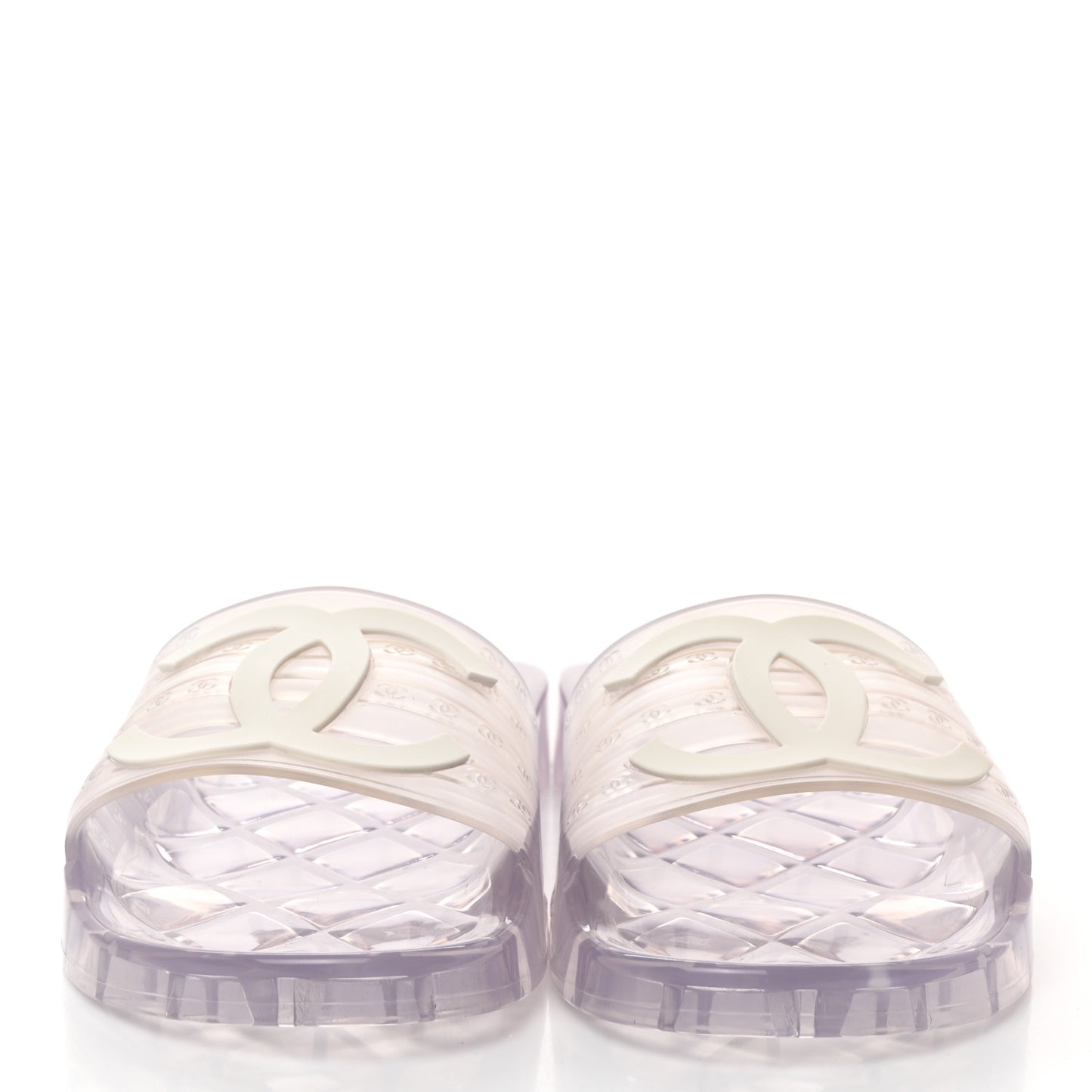 PVC Transparent CC Flat Slide Sandals 39 White