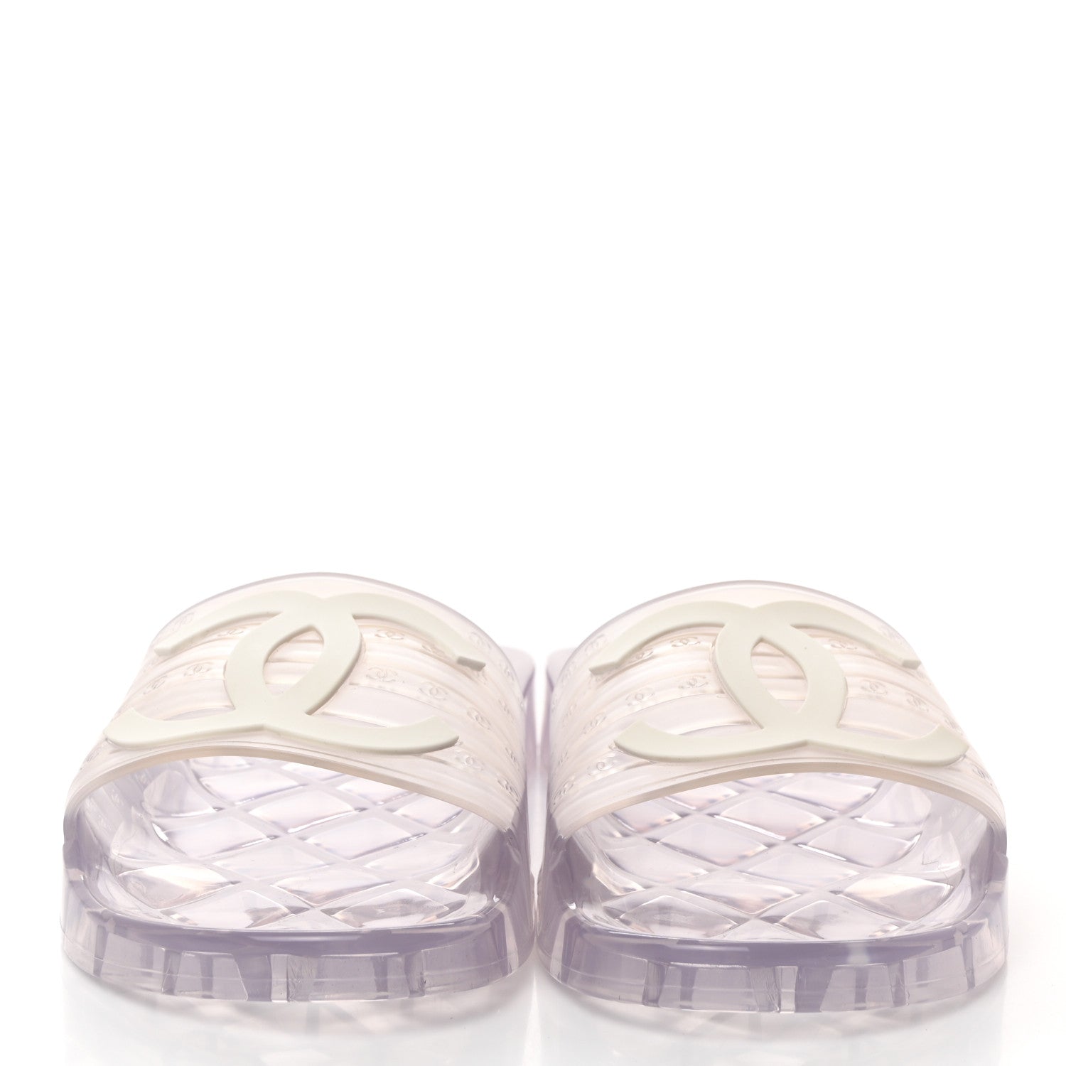 Chanel PVC Transparent CC Flat Slide Sandals 39 White 2 of 10