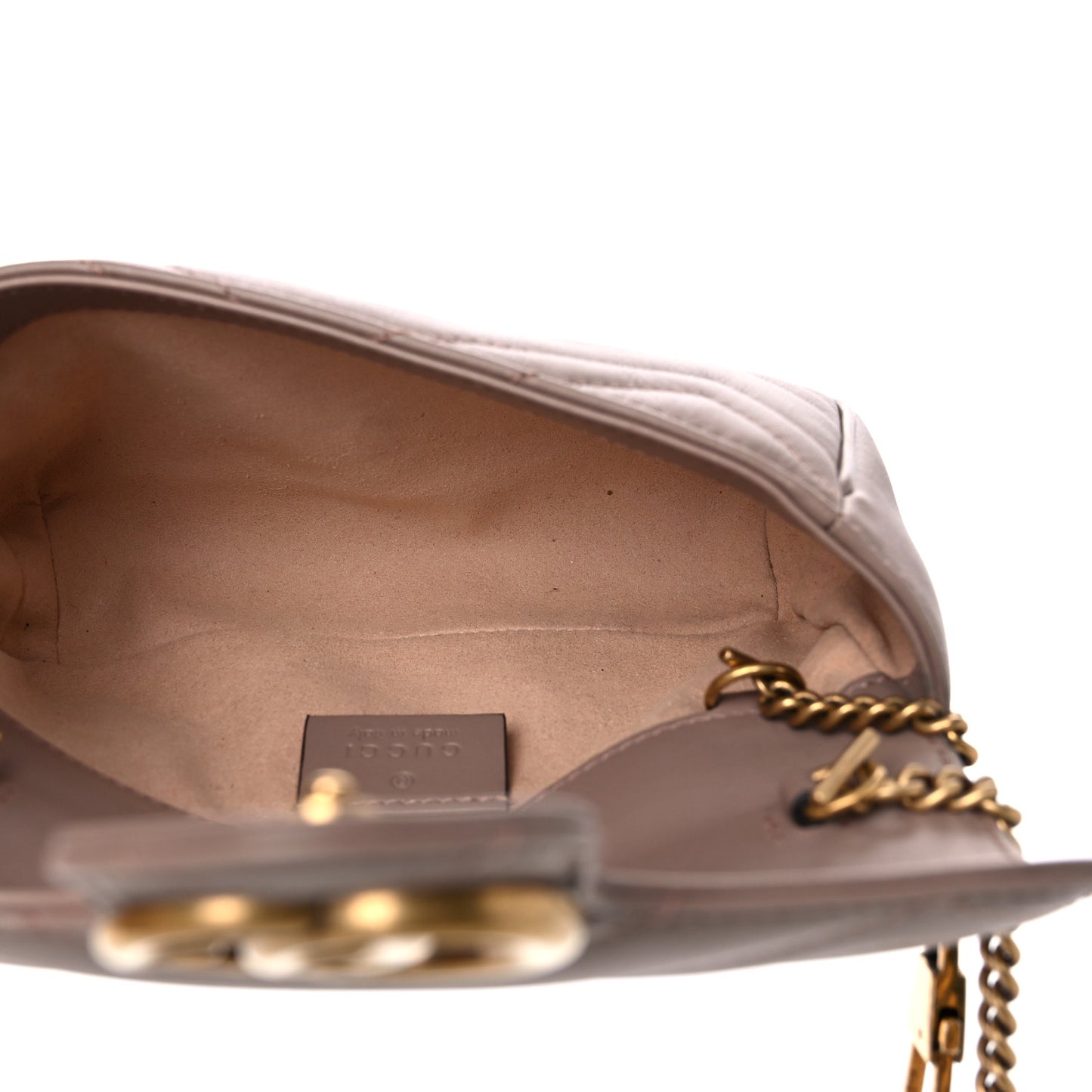 Calfskin Matelasse Super Mini GG Marmont Shoulder Bag Porcelain Rose