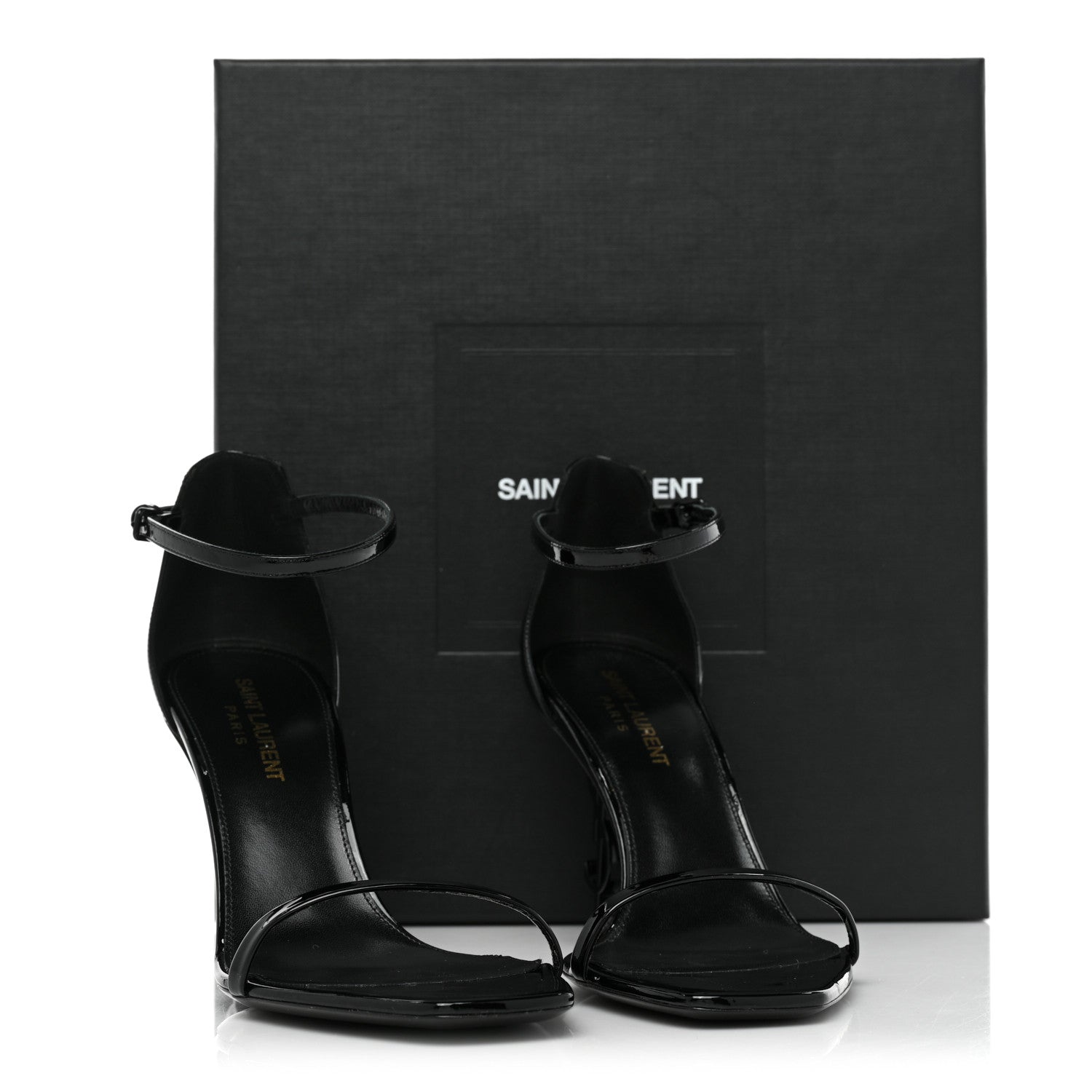 Saint Laurent Patent Calfskin Opyum 85 Sandals 37.5 Black 10 of 10