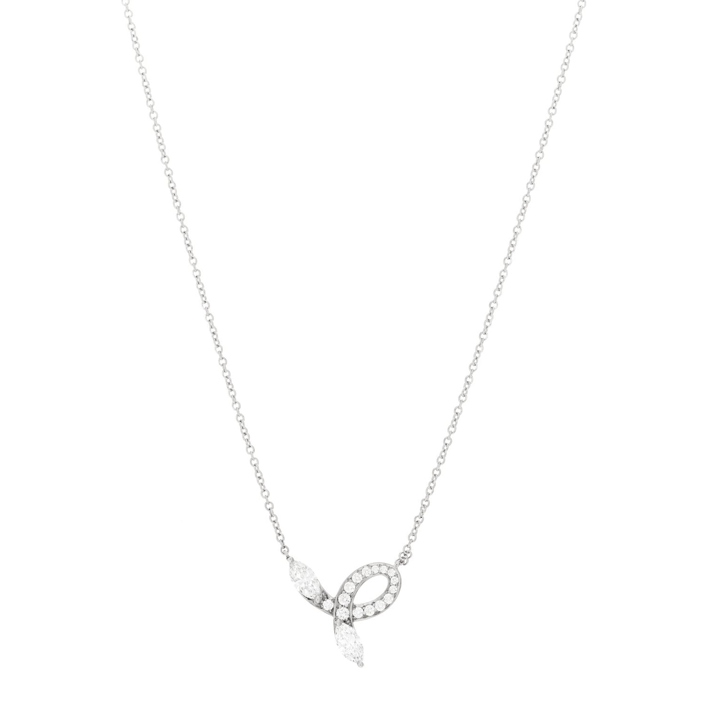 Platinum Diamond Victoria Bow Necklace