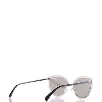 Chanel Metal Cat Eye Sunglasses 4222 Silver Black 4 of 8