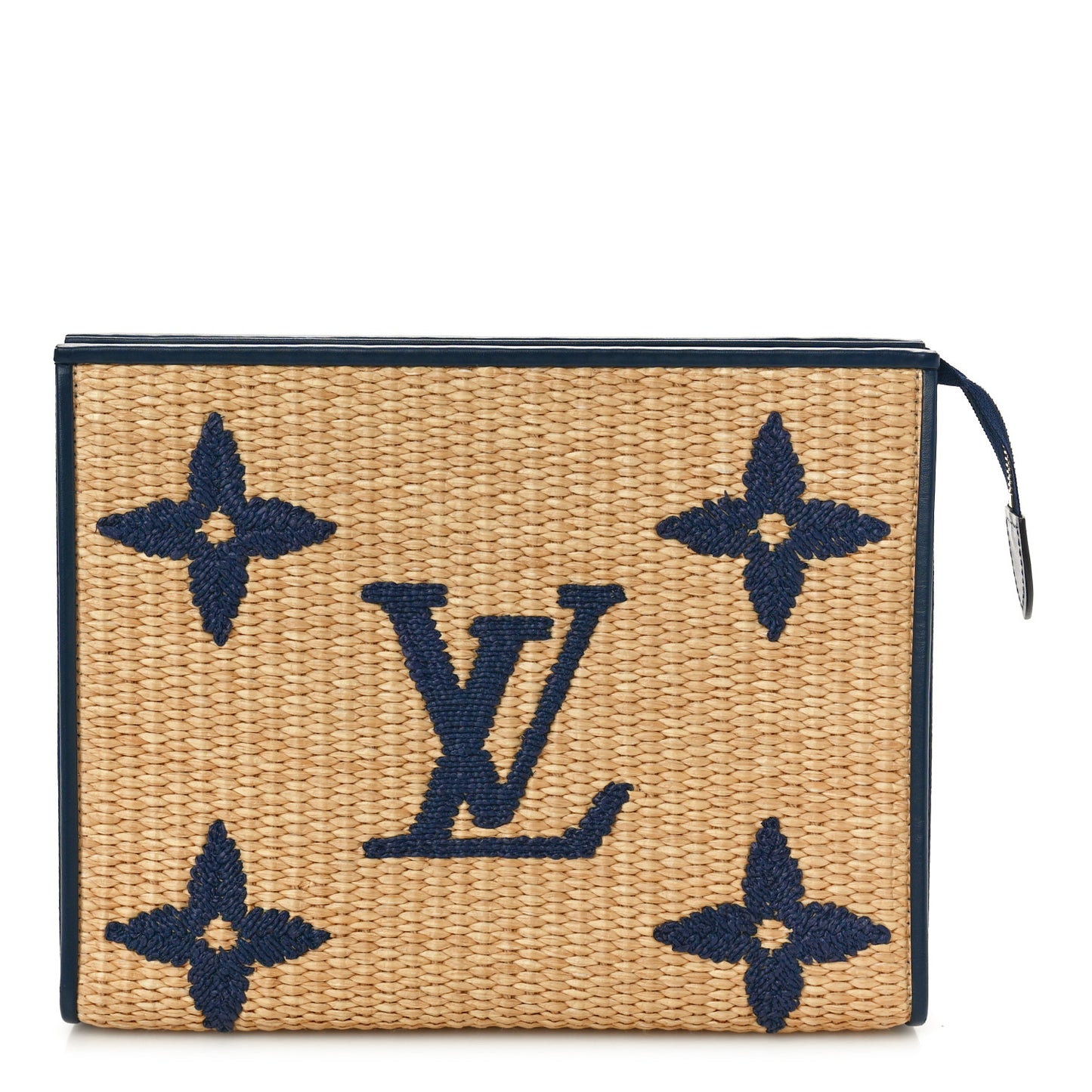 Raffia Calfskin Monogram Giant Toiletry Pouch 26 Blue