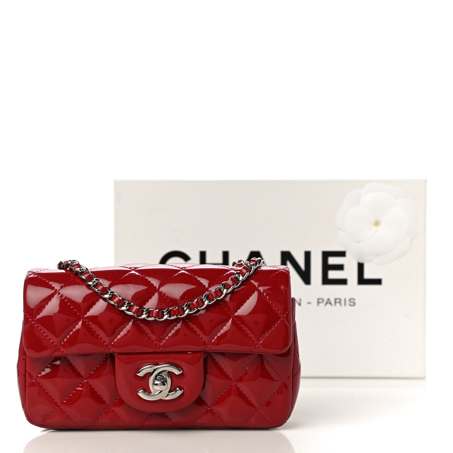 Chanel Patent Calfskin Quilted Extra Mini Rectangular Flap Red 11 of 11