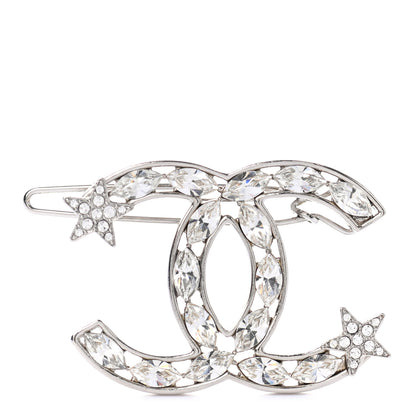 Chanel Crystal Starfall CC Hair Clip Silver 1 of 4