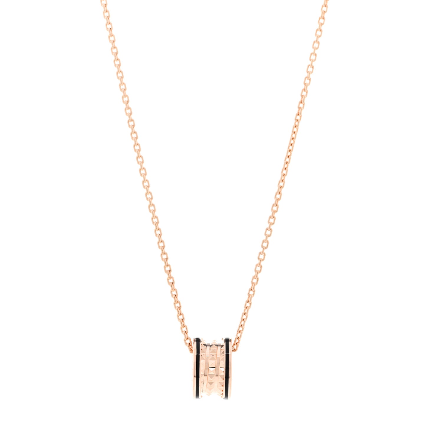 18K Rose Gold Black Ceramic B.Zero1 Rock Pendant Necklace