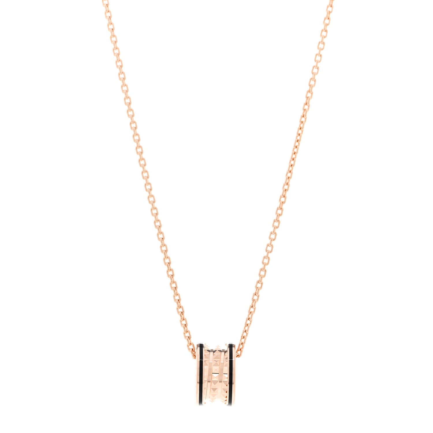 Bulgari 18K Rose Gold Black Ceramic B.Zero1 Rock Pendant Necklace 1 of 6