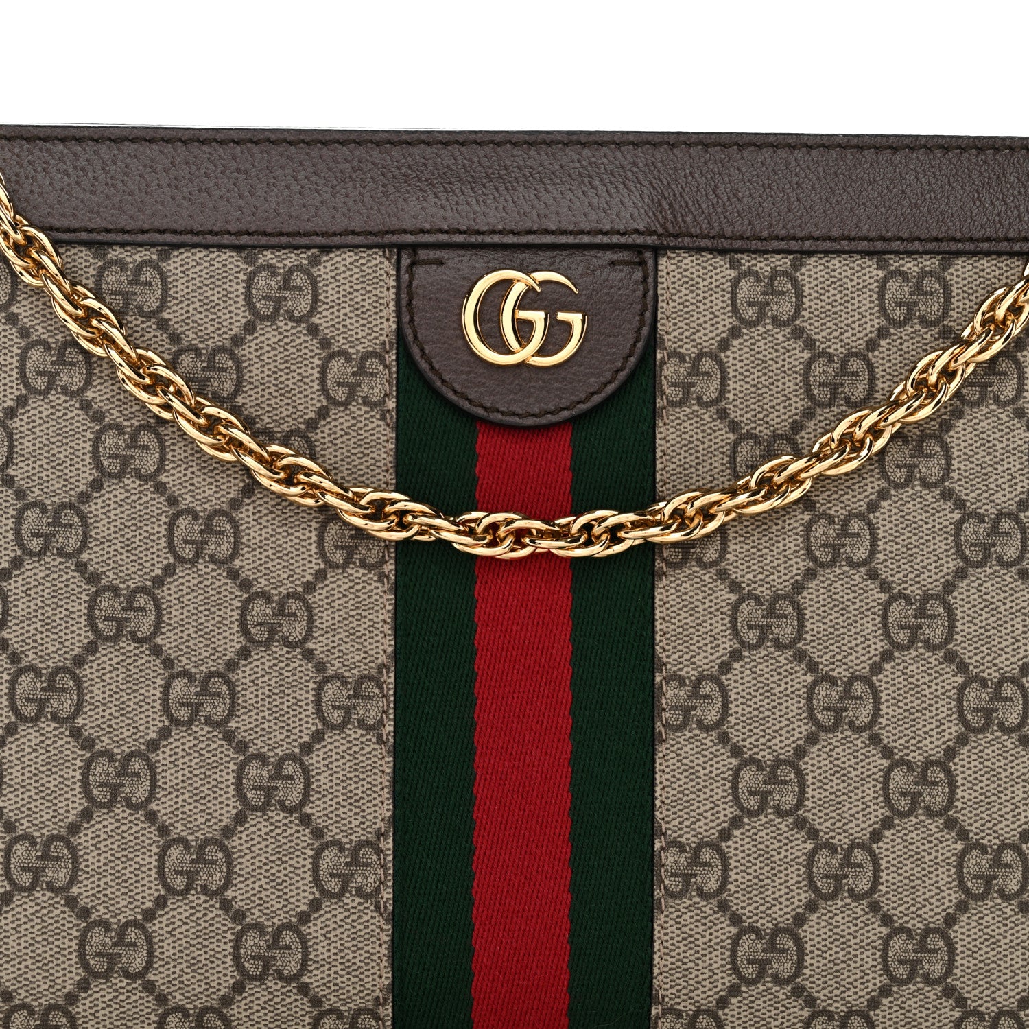 Gucci GG Supreme Monogram Web Medium Ophidia Chain Shoulder Bag Brown 9 of 11