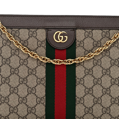 Gucci GG Supreme Monogram Web Medium Ophidia Chain Shoulder Bag Brown 9 of 11