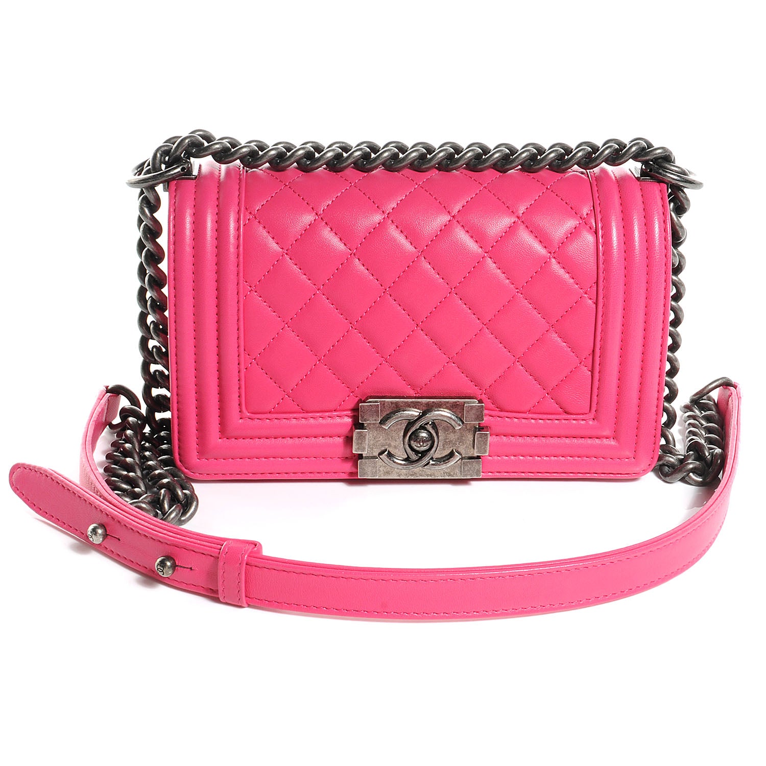 Chanel Lambskin Quilted Small Boy Flap Dark Pink 1 of 8