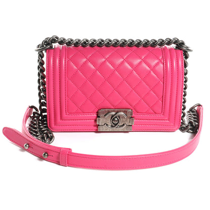 Chanel Lambskin Quilted Small Boy Flap Dark Pink 1 of 8