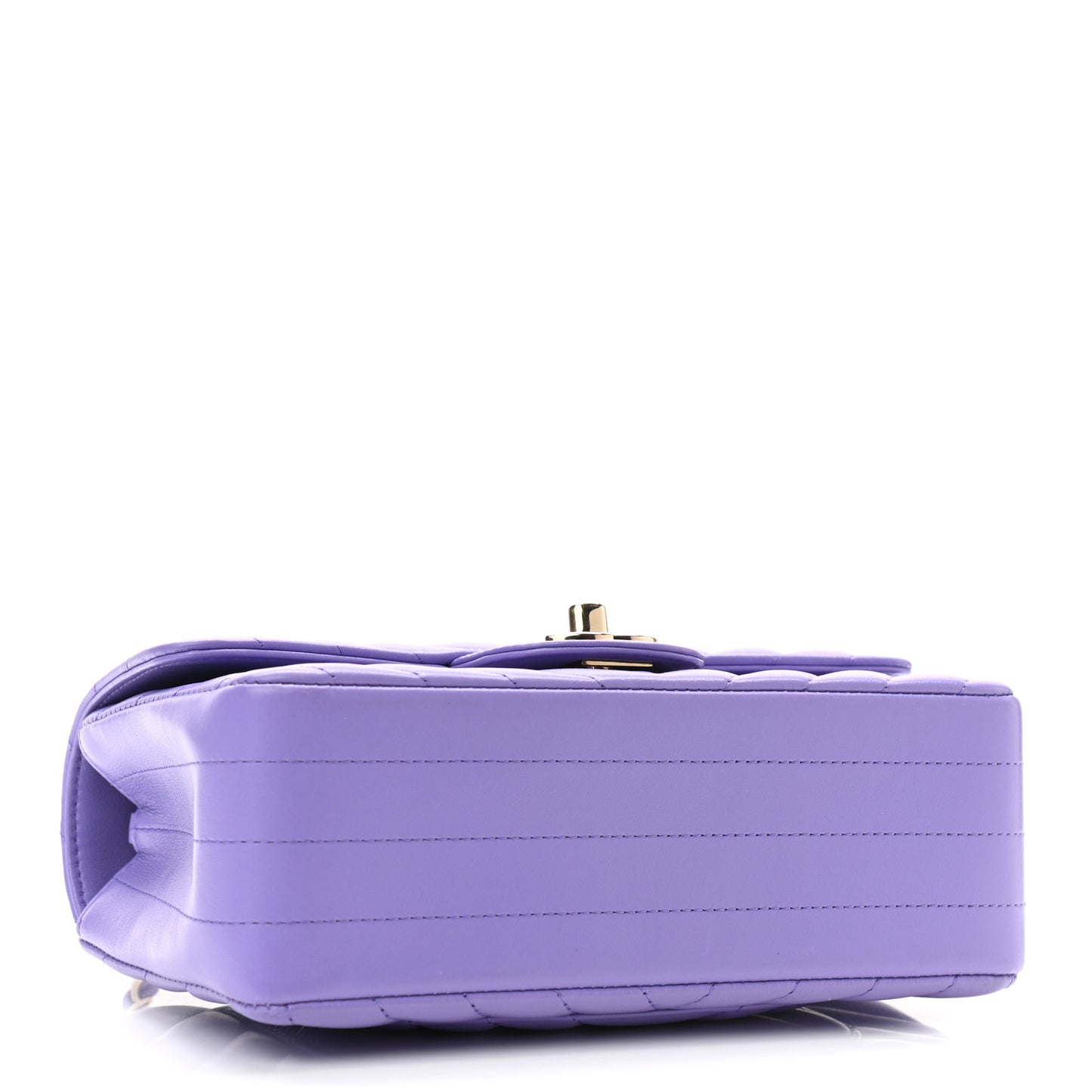 Lambskin Chevron Quilted Mini Rectangular Flap Purple