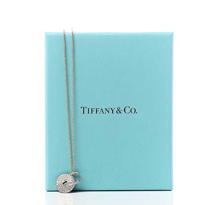 Tiffany 18K Rose Gold Diamond Lock Pendant Necklace 6 of 6