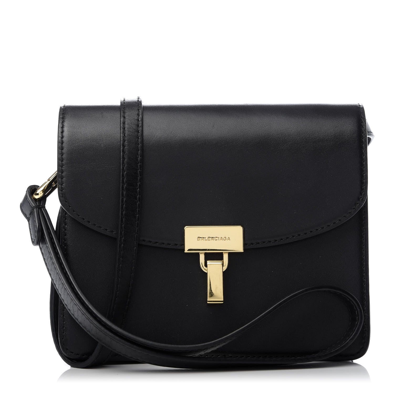 Balenciaga Calfskin Lock Shoulder Bag Black 1 of 8