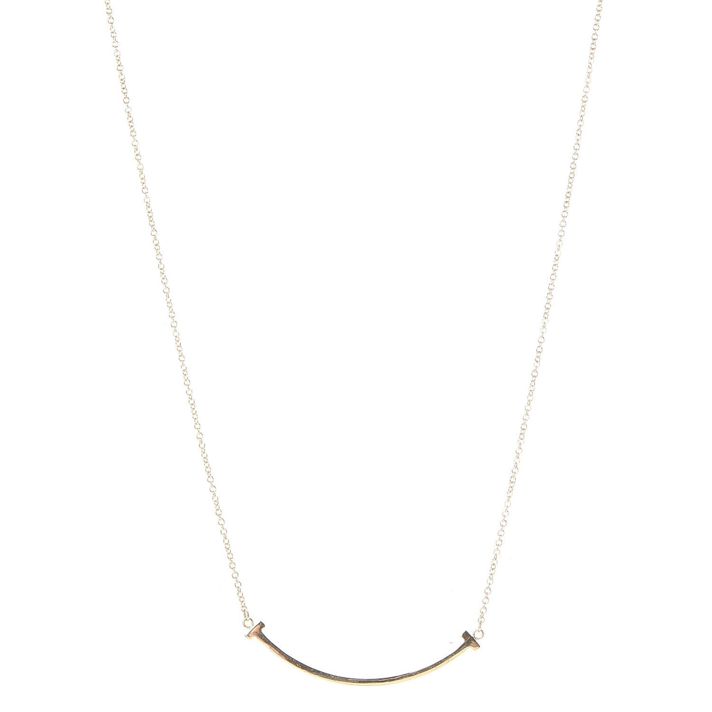 18K Yellow Gold Small T Smile Pendant Necklace