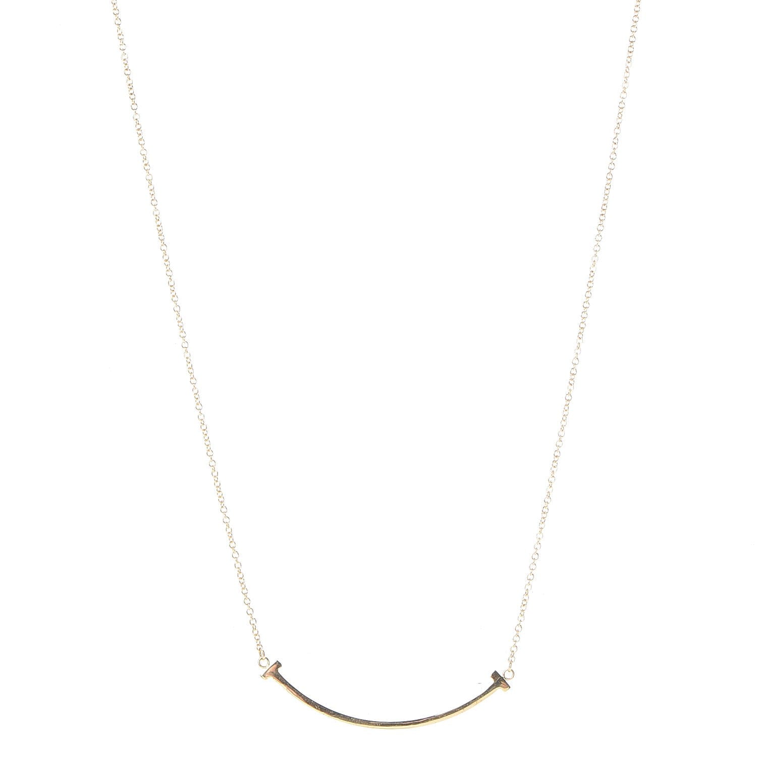 Tiffany 18K Yellow Gold Small T Smile Pendant Necklace 1 of 7