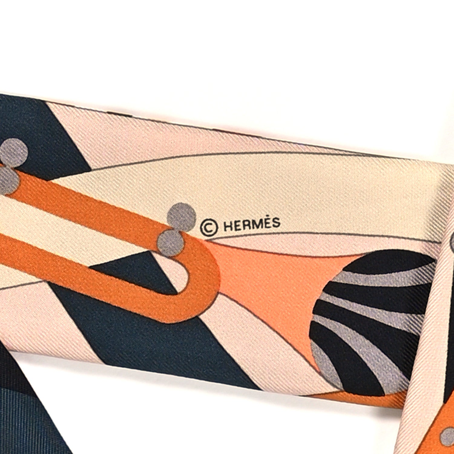 Hermes Silk Parade En Fanfare Twilly Noir Caramel Gris 3 of 4