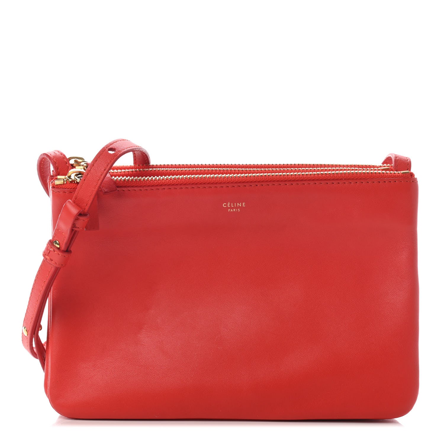Celine Lambskin Small Trio Crossbody Bag Red 1 of 8