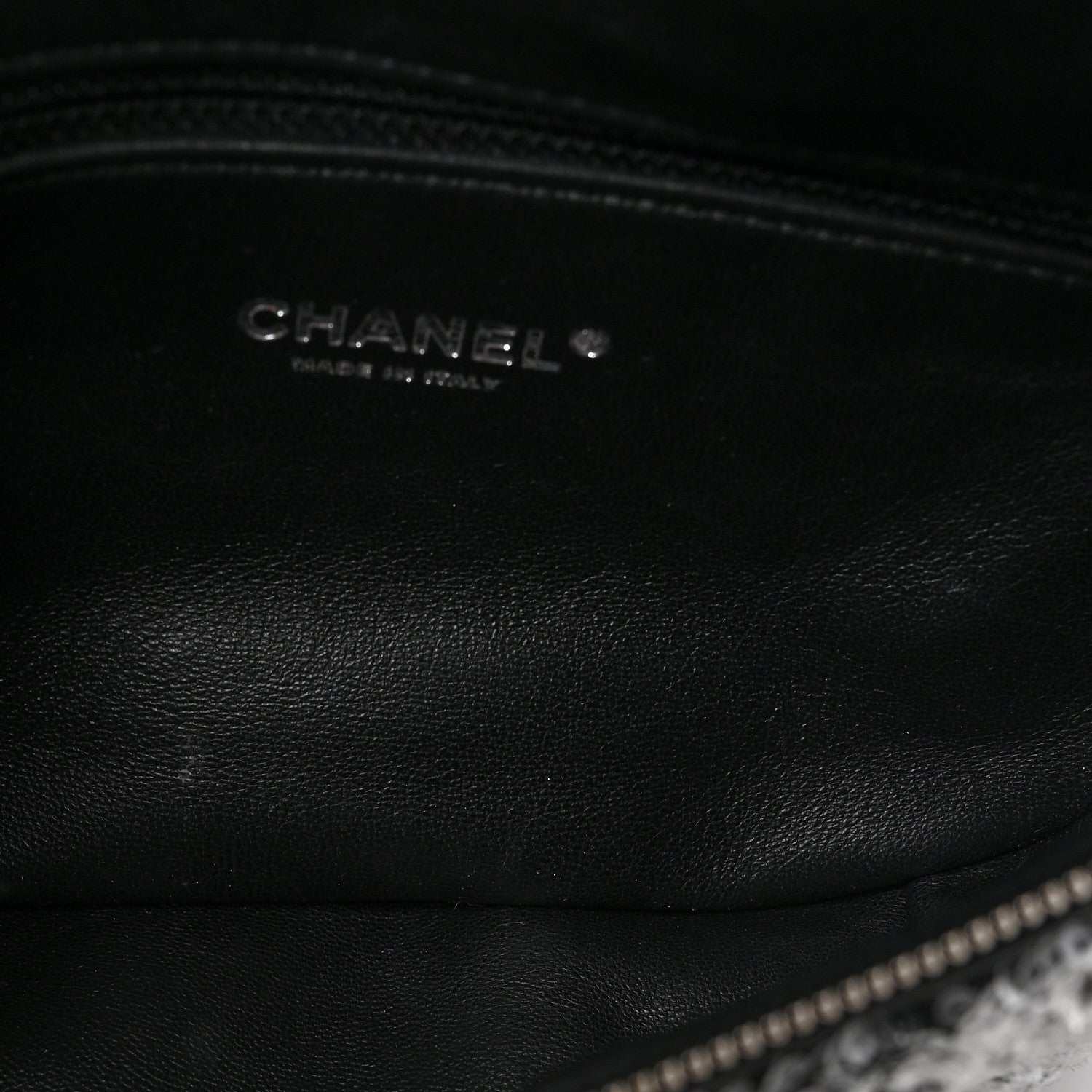 Chanel Sequin Waist Bag Fanny Pack Silver Black 5 of 9