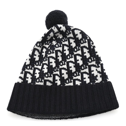 Christian Dior Cashmere Oblique PomPom Beanie Navy Blue 3 of 6